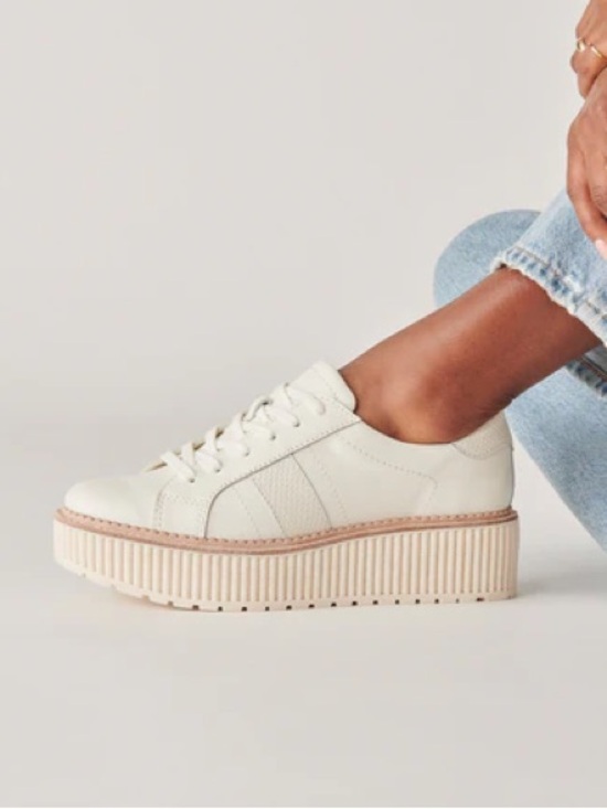 Dolce Vita Shoes - Dolce Vita White Leather Tiger Platform Sneakers in Cream